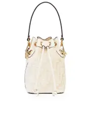 Fendi Mon Tresor Bucket Bag in White Tapestry Fabric
