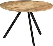 Solid Wood Mango Table for Kitchen, Room, Farmhouse Dinner with Sturdy Powder-Coated Iron and Premium Wooden Dining Table Set 110x75cm