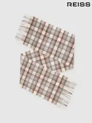 Reiss Brown/Oatmeal/Grey Clement Wool and Cashmere Check Scarf (AD4993) | $135