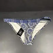 Volcom Medium Bikini Bottom Royal Blue White Sexy Scrunch Swimsuit Cheeky