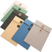 Angoily 6pcs String Portfolio Envelope Pocket Documents Pouch Office Folders Snap File Folder Document Storage Bags File Organizer Large File Bags Waterproof Document Holder Paper