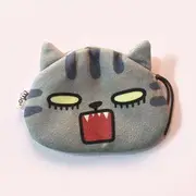 Cat Print Coin Purse Type 03 - Gray - One Size
