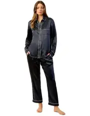 [Wanderluxe Sleepwear] Luna Silk Pyjama Set in Navy