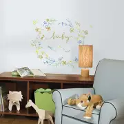 Baby Nursery Wreath Peel and Stick Wall Decals Removable and Reusable Stickers