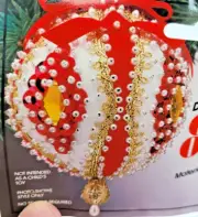 THL Crafts PEARL EMPRESS Red/White Sequin Bead Pinning Christmas Ornament Kit