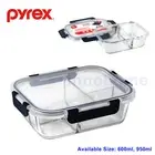 Pyrex Meal Prep Divided Glass lock Lunch Box Rectangular