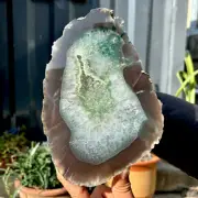 1.78LB Natural agate Agate Geode Slab/Slice quartz crystal mineral specimen Reik