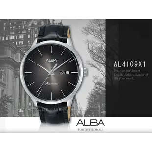 ALBA 雅柏   AL4109X1 機械男錶 皮革錶帶 漸層黑 防水100米 日期/星期顯示 全新品 國隆手錶專賣店