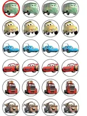 24 X PRE CUT CARS McQUEEN MIX WAFER PAPER PARTY CUP CAKE TOPPERS