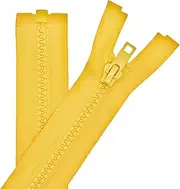 MebuZip 2PCS #5 34 Inch Separating Jacket Zippers Resin Zipper Molded Plastic Zippers Bulk for Sewing Coat Jackets Clothes (Yellow)