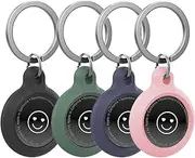 Air tag Keychain Compatible with Apple Airtag Keychain, 4 Pack Silicone Air Tagged Holder for Airtag,Air Tag Case Accessories for Apple Air Tag Holder Dog Collar (Green Black Pink Blue)