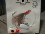 Katchum 3/4 Oz Flat Head Pre-Tied Saltwater Jig Rig 2 Fish Hooks White & Red