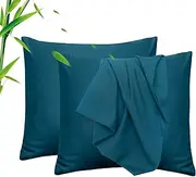 LINENOVA European Pillowcase Set of 2, Cooling Rayon from Bamboo Pillow Cases, 2000 TC Ultra Soft & Breathable Envelope Pillow Cover, Moisture-Wicking for Hot Sleepers(Biscay Blue, 65 * 65cm)