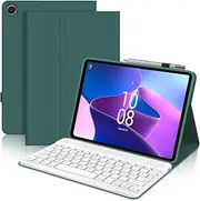 Keyboard Case for Lenovo Tab M10 Plus (3Rd Gen) 10.6" 2022, 7 Color Backlit, Detachable Wireless Bluetooth Keyboard,Deep Green