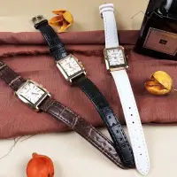 在飛比找蝦皮購物優惠-皮革紋長方錶面必敗款手錶
