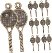 [ULDIGI] Tennis Racket Jewelry Charms 18pcs Set Necklace Charms Unique Pendant for Craft Projects