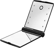 Compact Makeup LED Mirror Portable Touch Screen Folding Lighted Vanity Mirror for Travel Handbag and Purse Stylish Women