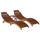 3 Piece Sunlounger with Tea Table Solid Wood Acacia