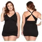 Lauren Ralph Lauren Plus Plunge Halter Mio One Piece Swimsuit Black 16W NWT