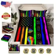 Soft Black Watercolor Bed Sheets- Full Size American Flag Bedding Set 3pcs