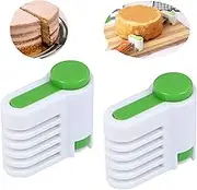 2PCS DIY Adjustable Cake Slicer - Stratification Auxiliary, Bread Slice, Toast Cut, 5 Layers Leveler Slicer, Kitchen Fixator Tool Green
