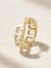 [42 SUNS] 42 SUNS - 14-karat Gold Topaz Single Hoop Earring - White - One size One size White