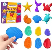 12 Pack Fidget Toys Sensory Stone for Kids: Textured Soft Worry Stone for Autism Kids Calming - Fidget Stress Toys for Anxiety Relief - Small Prizes Fidget Toys,Mini Desk Toys,Family Fun Toys