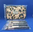 Leopard Makeup Bag (medium) with 14 Piece Brush Set NEW