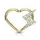 Piercing Ear Cartilage Daith Ring Heart Gold Plated Lightning