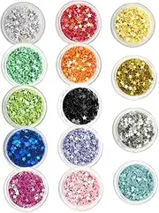WOONEKY 14 Boxes Star Shaped Nail Glitter Charms for DIY Nail Art Creative Sequin Stars for Party Birthday Graduation and Special Occasions Easy to Apply