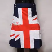 New British Pride Union Jack United Kingdom Flag Utility Kilt 2 side Pocket -WLC