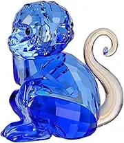 DOJOZ Crystal Little Monkey Animals Lovely Craft Decorations for Home Ornaments Christmas Collectible Birthday Gifts Figurines (Blue)