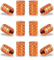 12PCS Tire Valve Stem Caps, Car Exterior Accessories, Aluminum Alloy Valve Cover Universal for Cars, Trucks, Motorcycles and Bicycles (Orange)