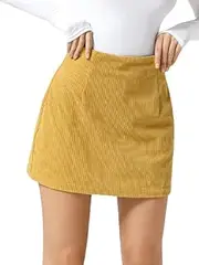 [Generic] Womens Corduroy Mini Skirt Casual High Waist A-line Summer Bodycon Pencil Skirt