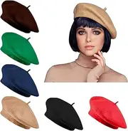 [Jolbndcv] 6PCS Beret Hat Wool French Beanie Hat Outdoor Hat Winter Hat Fashion Lady Hat