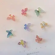 Butterfly Ear Stud Set 1345A - Set - Blue & Yellow & Pink & Purple - One Size
