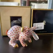 Herend Bunny Rabbit Looking Back Figurine Rust 3.5” New With Original Box