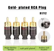 2Pairs Gold Plated RCA Plug Audio Connectors RCA Male Plug for HiFi Signal Cable