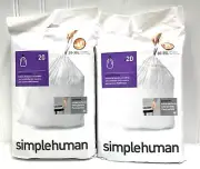 SimpleHuman Type H Trash Bags for 30-35L Cans (8-9 U.S. Gallons) - 20pk X 2 Pks