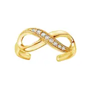 10K Solid Gold CZ Infinity Adjustable Toe Ring