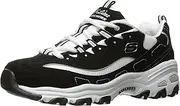 [Skechers] Sport Women's D'Lites Memory Foam Lace-up Sneaker,Black/White,9.5 W US
