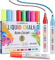 Brencco Chalk Pens for Blackboard，Liquid Chalk，Chalk Pens for Windows and Glass