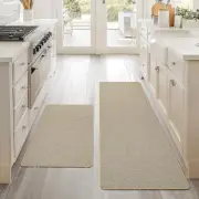 Faux Linen Kitchen Rugs 2 Set Washable Non Slip Mats Floor Absorbent Rubber Sink