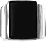 [JewelryWeb] Rectangular 925 Sterling Silver Black Onyx Ring Stone 13mm X 18mm Tapers 18mm Down To 4mm Size 14 Band Style-Ring for Women