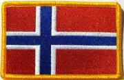 NORWAY Flag Patch W/ VELCRO® Brand Fastener Gold Border