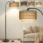 Arc Floor Lamp Black, Boho Floor Lamps for Living Room, Dimmable Standing Tal...