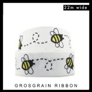 Honey Bumble Bee Grosgrain Ribbon 7/8" 22mm Scandi Cute Yellow