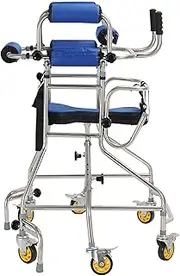Standing Walking Frame Adult Rehabilitation Rollator Walker, Standing Walking Frame with 6 Wheels and Seat, Stainless Steel Anti-rollover Rehabilitation Training Mobility Aid