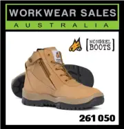 Mongrel 261050 261 050 Wheat Work Boots Zip Siders Aust Made Steelcap Steel cap