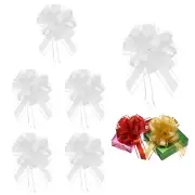 6 Pcs Large Pull Bow Gift Wrapping, 9 Inch Ribbon Organza White Bows